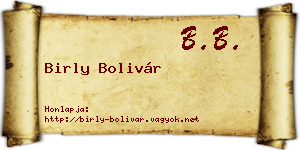 Birly Bolivár névjegykártya