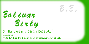 bolivar birly business card